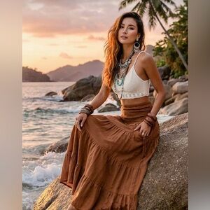 Boho maxi skirt new without tags